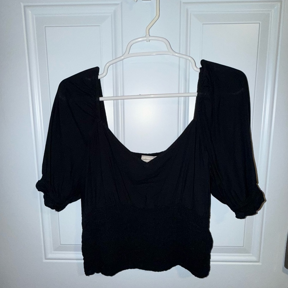 Abercrombie & Fitch Black Puff Sleeve Blouse